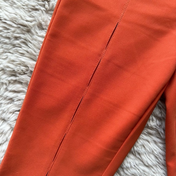LIKE NEW ZARA Flared Pants with Slits Holes Orange Stretchy Leggings Retro - Picture 11 of 12